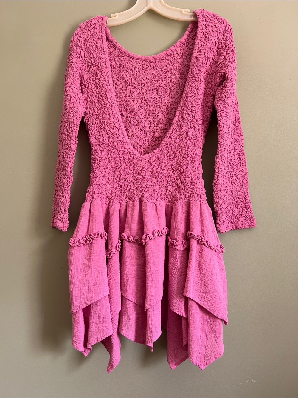 Free People Pink Textured Ruffle Mini Dress - Picture 4 of 8